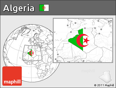 Flag Location Map of Algeria, blank outside