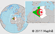 Flag Location Map of Algeria, gray outside