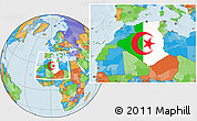 Flag Location Map of Algeria, political outside