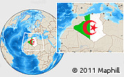 Flag Location Map of Algeria, shaded relief outside