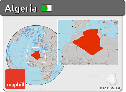 Gray Location Map of Algeria