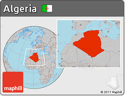 Gray Location Map of Algeria