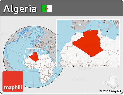 Gray Location Map of Algeria, highlighted continent