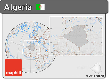 Gray Location Map of Algeria, lighten, desaturated