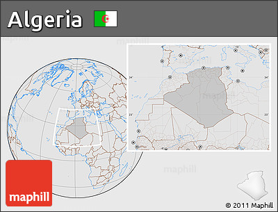 Gray Location Map of Algeria, lighten, desaturated