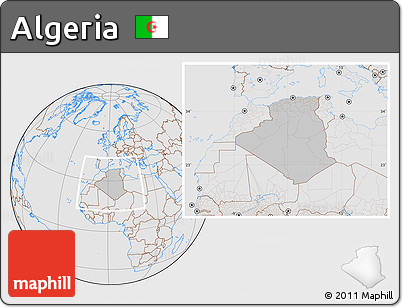 Gray Location Map of Algeria, lighten, desaturated
