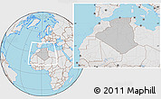 Gray Location Map of Algeria, lighten, semi-desaturated, land only