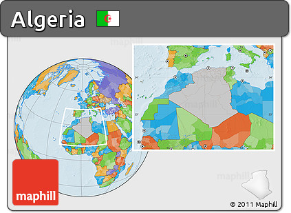 Gray Location Map of Algeria, political outside