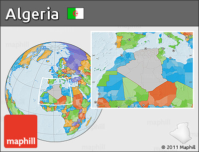 Gray Location Map of Algeria, political outside