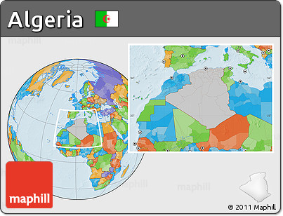 Gray Location Map of Algeria, political outside