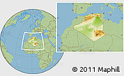 Physical Location Map of Algeria, savanna style outside