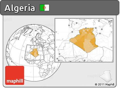 Political Location Map of Algeria, blank outside