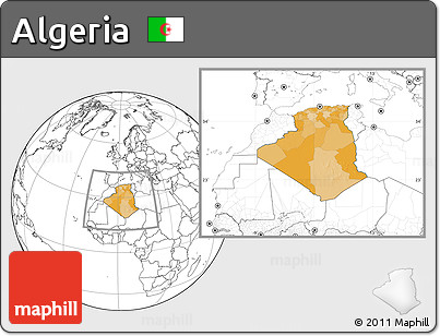 Political Location Map of Algeria, blank outside