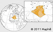 Political Location Map of Algeria, blank outside