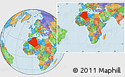 Political Location Map of Algeria, within the entire continent