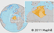 Political Location Map of Algeria, gray outside