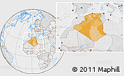 Political Location Map of Algeria, lighten, desaturated