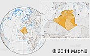 Political Location Map of Algeria, lighten, desaturated