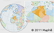 Political Location Map of Algeria, lighten