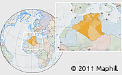 Political Location Map of Algeria, lighten, semi-desaturated