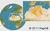 Political Location Map of Algeria, satellite outside