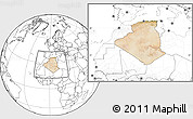 Satellite Location Map of Algeria, blank outside