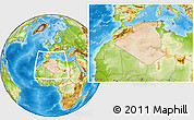 Satellite Location Map of Algeria, physical outside