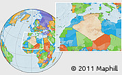 Satellite Location Map of Algeria, political outside