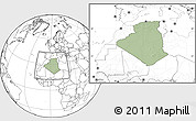 Savanna Style Location Map of Algeria, blank outside, hill shading inside