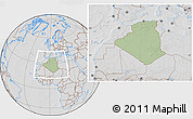 Savanna Style Location Map of Algeria, lighten, desaturated, hill shading