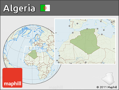 Savanna Style Location Map of Algeria, lighten