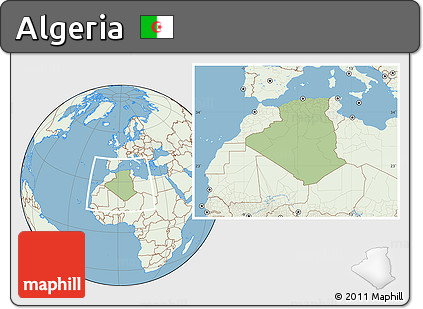 Savanna Style Location Map of Algeria, lighten, land only