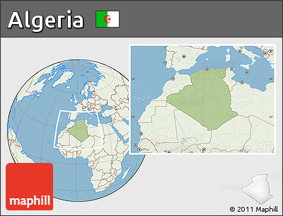 Savanna Style Location Map of Algeria, lighten, land only