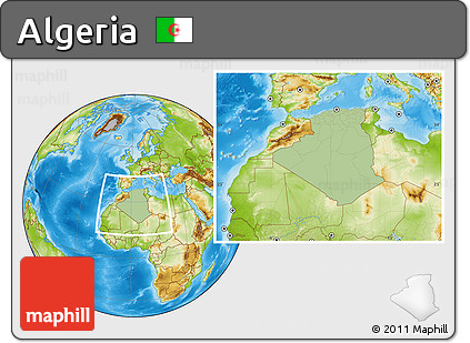 Savanna Style Location Map of Algeria, physical outside