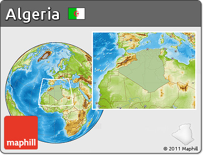 Savanna Style Location Map of Algeria, physical outside