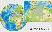 Savanna Style Location Map of Algeria, physical outside, hill shading