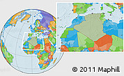 Savanna Style Location Map of Algeria, political outside, hill shading