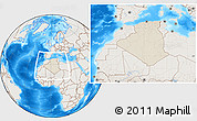 Shaded Relief Location Map of Algeria, lighten, land only