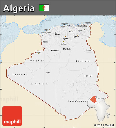 Classic Style Map of Algeria, single color outside