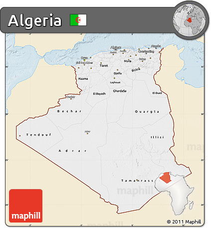 Classic Style Map of Algeria, single color outside
