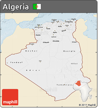 Classic Style Map of Algeria, single color outside