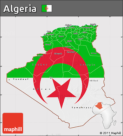 Flag Map of Algeria, flag aligned to the middle