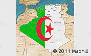 Flag Map of Algeria, satellite outside