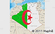 Flag Map of Algeria, shaded relief outside