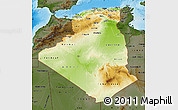 Physical Map of Algeria, darken, land only