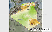 Physical Map of Algeria, darken, semi-desaturated