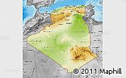 Physical Map of Algeria, desaturated, land only