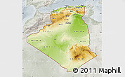 Physical Map of Algeria, lighten, semi-desaturated