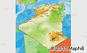 Physical Map of Algeria, political shades outside, shaded relief sea