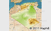 Physical Map of Algeria, satellite outside